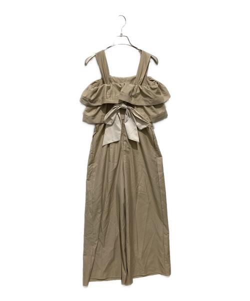 HER LIP TO（ハーリップトゥ）Her lip to (ハーリップトゥ) Double-Tiered Back-Ribbon Jumpsuit ブラウン サイズ:Ｓの古着・服飾アイテム