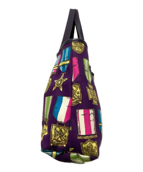 LONGCHAMP（ロンシャン）LONGCHAMP (ロンシャン) メダル柄トートバッグ パープルの古着・服飾アイテム