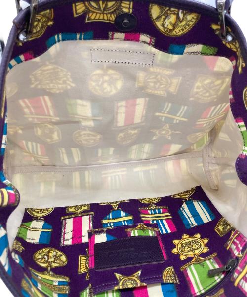 LONGCHAMP（ロンシャン）LONGCHAMP (ロンシャン) メダル柄トートバッグ パープルの古着・服飾アイテム