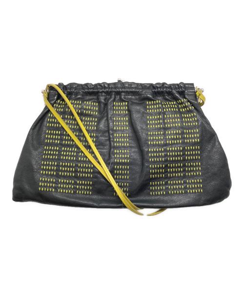 MIU MIU（ミュウミュウ）MIU MIU (ミュウミュウ) がま口レザーショルダーバッグ ブラック サイズ:OneSizeの古着・服飾アイテム