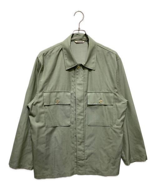 AURALEE（オーラリー）AURALEE (オーラリー) WOOL HERRINGBONE OVER SHIRT グリーン サイズ:4の古着・服飾アイテム
