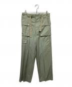 AURALEEオーラリー）の古着「WOOL HERRINGBONE CARGO PANTS」｜グリーン