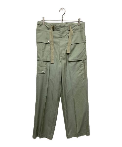 AURALEE（オーラリー）AURALEE (オーラリー) WOOL HERRINGBONE CARGO PANTS グリーン サイズ:3の古着・服飾アイテム