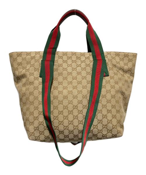 GUCCI（グッチ）GUCCI (グッチ) GGキャンバストートバッグ ブラウンの古着・服飾アイテム