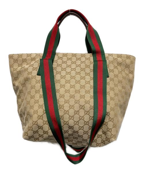 GUCCI（グッチ）GUCCI (グッチ) GGキャンバストートバッグ ブラウンの古着・服飾アイテム