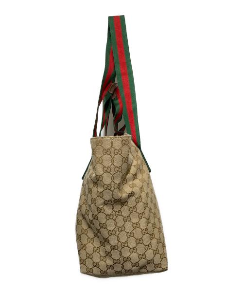 GUCCI（グッチ）GUCCI (グッチ) GGキャンバストートバッグ ブラウンの古着・服飾アイテム