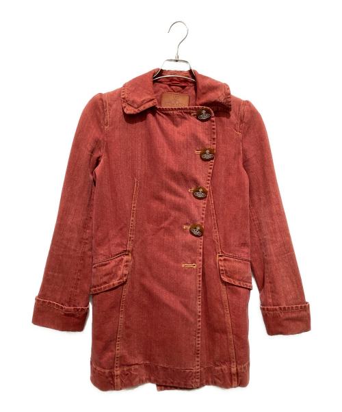 Vivienne Westwood RED LABEL（ヴィヴィアンウエストウッドレッドレーベル）Vivienne Westwood RED LABEL (ヴィヴィアンウエストウッドレッドレーベル) オーブボタンダブルデニムコート レッド サイズ:9の古着・服飾アイテム