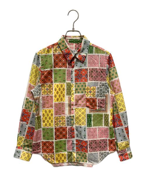 ROBE DE CHAMBRE COMME DES GARCONS（ローブドシャンブル コムデギャルソン）ROBE DE CHAMBRE COMME DES GARCONS (ローブドシャンブル コムデギャルソン) 90s ポリエステル 総柄 オーバーシルエット シャツ ブラウス イエロー×レッド サイズ:Ｓの古着・服飾アイテム