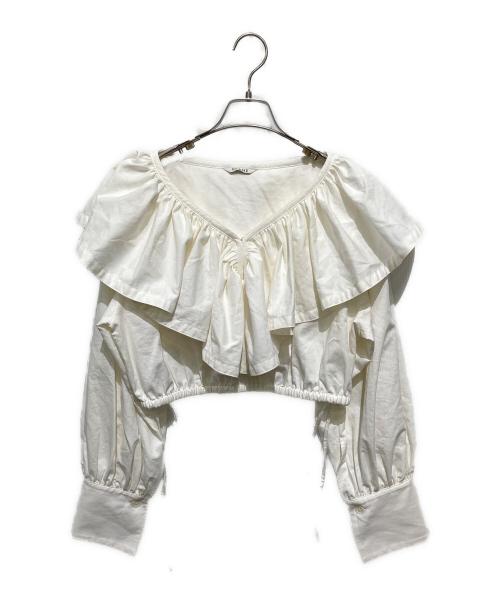 CLANE（クラネ）CLANE (クラネ) FRILL COLLAR SHORT BLOUSE アイボリー サイズ:1の古着・服飾アイテム