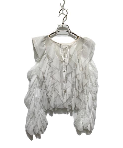 THE TOE（ザ・トゥー）THE TOE (ザ・トゥー) Gardenia tulle frill tops ホワイト サイズ:FREEの古着・服飾アイテム