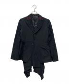 yohji yamamoto+noirヨウジヤマモトプリュスノアール）の古着「20SS / シワギャバ後フラシジャケット」｜ブラック