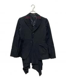 yohji yamamoto+noir（ヨウジヤマモトプリュスノアール）の古着「20SS / シワギャバ後フラシジャケット」｜ブラック