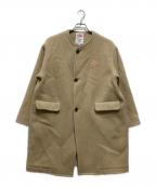 DANTONダントン）の古着「WOOL LIGHT PILE /ノーカラーロングコート」｜ブラウン