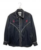 WACKO MARIA×WOLFSHEADワコマリア×ウルフズヘッド）の古着「スパイダーウエスタンウールシャツ/WOLF'S HEAD / WESTERN SHIRT L/S (TYPE-1)」｜ブラック