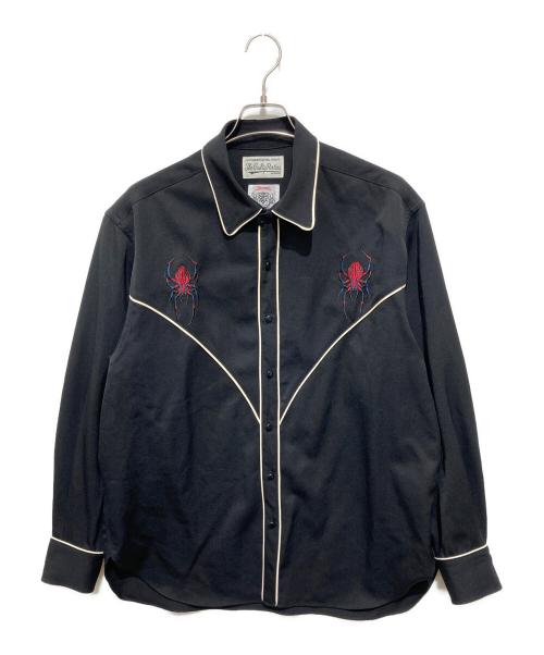 WACKO MARIA（ワコマリア）WACKO MARIA (ワコマリア) WOLFSHEAD (ウルフズヘッド) スパイダーウエスタンウールシャツ/WOLF'S HEAD / WESTERN SHIRT L/S (TYPE-1) ブラック サイズ:Lの古着・服飾アイテム