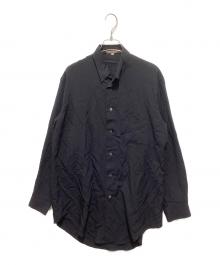 Y's for men（ワイズフォーメン）の古着「隠しスナップボタンダウンレーヨンドレスシャツ」｜ブラック
