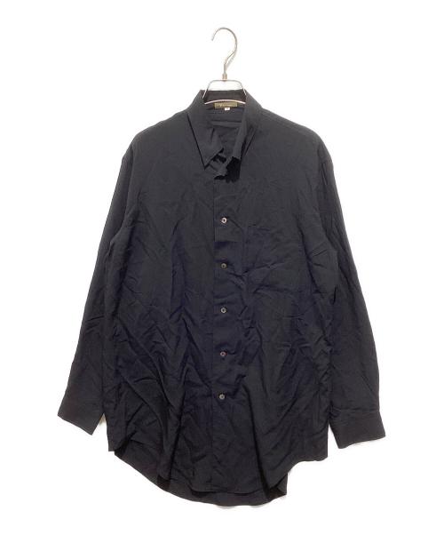 Y's for men（ワイズフォーメン）Y'S for men (ワイズフォーメン) 隠しスナップボタンダウンレーヨンドレスシャツ ブラック サイズ:3の古着・服飾アイテム