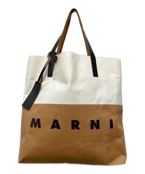 MARNI（マルニ）MARNI (マルニ) ペーパートートバッグ ベージュ×ブラウン サイズ:OneSizeの古着・服飾アイテム
