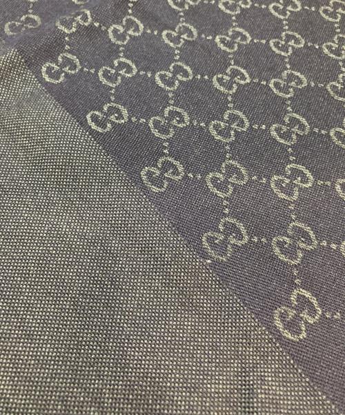 GUCCI（グッチ）GUCCI (グッチ) GG ウール フリンジ ストール グリーン×ネイビー サイズ:OneSize 未使用品の古着・服飾アイテム