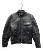 VANSONバンソン）の古着「ライナー付シングルライダースジャケット」｜ブラック