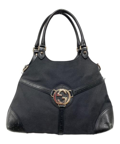GUCCI（グッチ）GUCCI (グッチ) インターロッキングG ハンドバッグ ブラックの古着・服飾アイテム