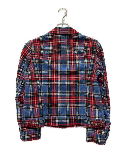 JUNYA WATANABE CDG DENIM（ジュンヤワタナベ コムデギャルソン デニム）JUNYA WATANABE CDG denim (ジュンヤワタナベ コムデギャルソン デニム) タータンチェックウールシャツジャケット レッド×ブルー サイズ:Ｓの古着・服飾アイテム