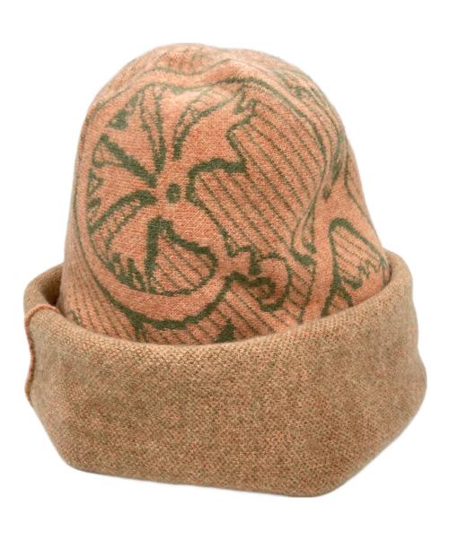Vivienne Westwood（ヴィヴィアンウエストウッド）Vivienne Westwood (ヴィヴィアンウエストウッド) 総柄ニットキャップ グリーン×ベージュ サイズ:OneSizeの古着・服飾アイテム