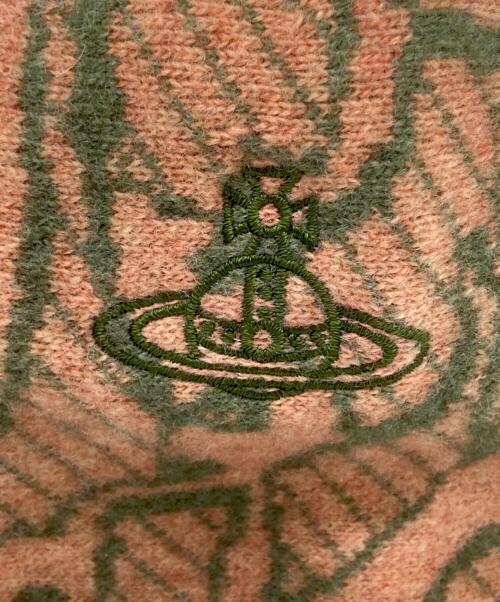 Vivienne Westwood（ヴィヴィアンウエストウッド）Vivienne Westwood (ヴィヴィアンウエストウッド) 総柄ニットキャップ グリーン×ベージュ サイズ:OneSizeの古着・服飾アイテム