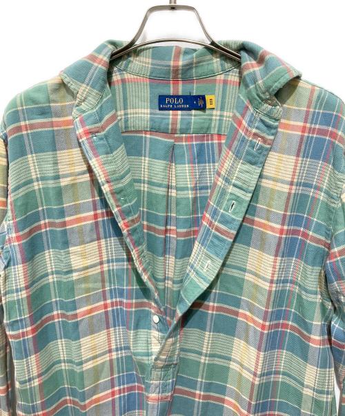 POLO RALPH LAUREN（ポロ・ラルフローレン）POLO RALPH LAUREN (ポロ・ラルフローレン) ポニー刺繍マドラスチェックシャツワンピース グリーン サイズ:4の古着・服飾アイテム