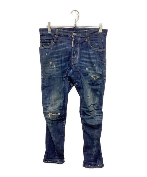 DSQUARED2（ディースクエアード）DSQUARED2 (ディースクエアード) ダメージ加工デニムパンツ インディゴ サイズ:46の古着・服飾アイテム