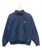 stussyステューシー）の古着「Stock Logo Mock Zip」｜ネイビー