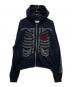 DISCOVERED（ディスカバード）の古着「HOTFIX BONE&HEART PARKA / ラインストーンジップパーカー」｜ブラック