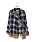 sulvamサルバム）の古着「SHORT OPEN COLLAR SHIRTS」｜ネイビー