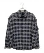 VYBESヴァイブス）の古着「パワーショルダーストーンチェックシャツ」｜グレー