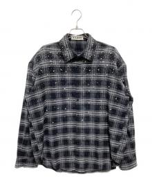 VYBES（ヴァイブス）の古着「パワーショルダーストーンチェックシャツ」｜グレー