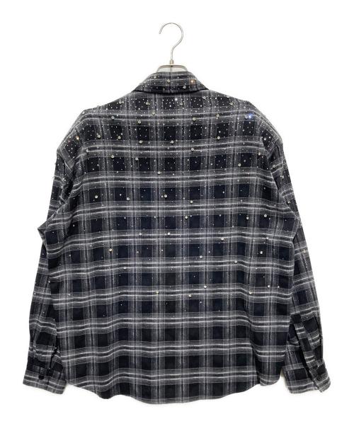 VYBES（ヴァイブス）VYBES (ヴァイブス) パワーショルダーストーンチェックシャツ グレー サイズ:不明の古着・服飾アイテム