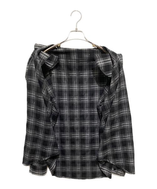 VYBES（ヴァイブス）VYBES (ヴァイブス) パワーショルダーストーンチェックシャツ グレー サイズ:不明の古着・服飾アイテム