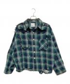 DANKE SCHONダンケ シェーン）の古着「フリンジチェックシャツ」｜グリーン