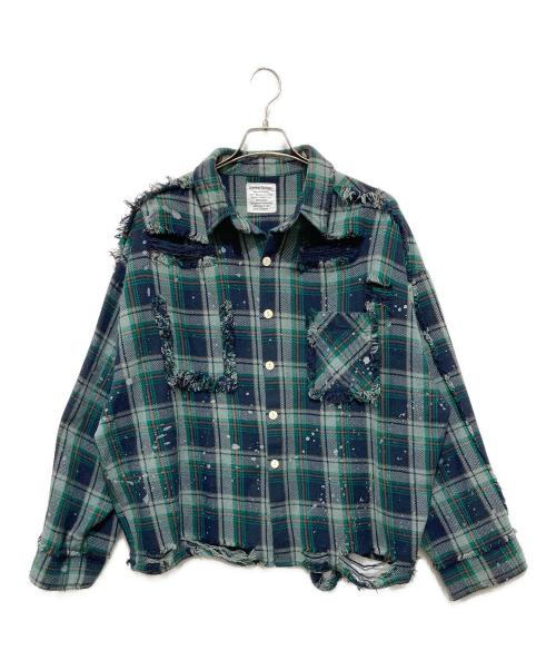 DANKE SCHON（ダンケ シェーン）Danke schon (ダンケ シェーン) フリンジチェックシャツ グリーン サイズ:Lの古着・服飾アイテム