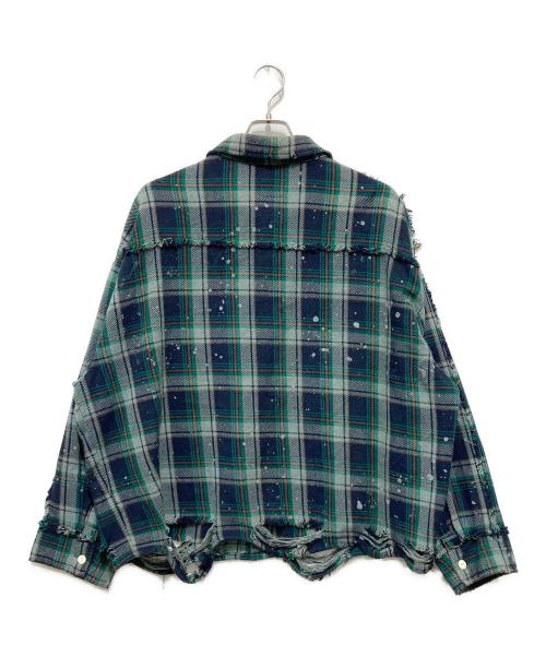DANKE SCHON（ダンケ シェーン）Danke schon (ダンケ シェーン) フリンジチェックシャツ グリーン サイズ:Lの古着・服飾アイテム