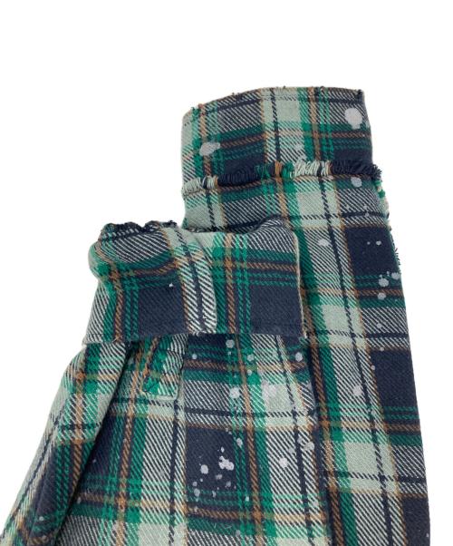 DANKE SCHON（ダンケ シェーン）Danke schon (ダンケ シェーン) フリンジチェックシャツ グリーン サイズ:Lの古着・服飾アイテム
