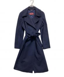 Max Mara Studio（マックスマーラ ストゥディオ）の古着「ベルト付ヴァージンウールコート」｜ネイビー