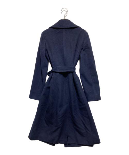 Max Mara Studio（マックスマーラ ストゥディオ）MAX MARA STUDIO (マックスマーラ ストゥディオ) ベルト付ヴァージンウールコート ネイビー サイズ:36の古着・服飾アイテム