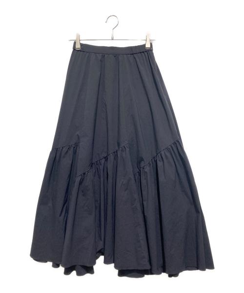 allureville（アルアバイル）allureville (アルアバイル) バイヤス切替ギャザースカート ブラック サイズ:2の古着・服飾アイテム