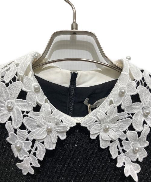 LeJa（レジャ）LEJA (レジャ) 花柄レースカラースパンコールAラインワンピースオケージョンドレス ブラック サイズ:Lの古着・服飾アイテム