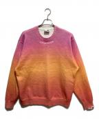 Aape BY A BATHING APEエーエイプ バイ アベイシングエイプ）の古着「Moonface logo gradient knit jumper」｜オレンジ×ピンク