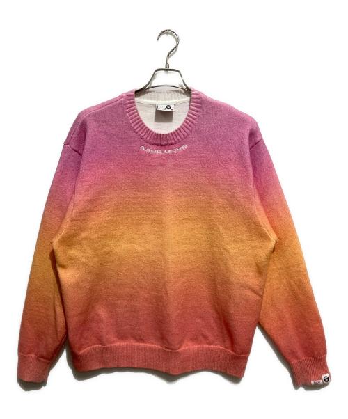 Aape BY A BATHING APE（エーエイプ バイ アベイシングエイプ）Aape BY A BATHING APE (エーエイプ バイ アベイシングエイプ) Moonface logo gradient knit jumper オレンジ×ピンク サイズ:Lの古着・服飾アイテム