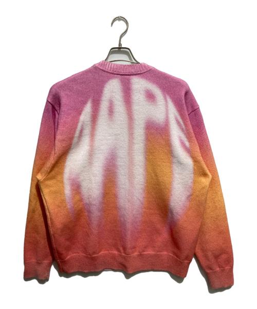 Aape BY A BATHING APE（エーエイプ バイ アベイシングエイプ）Aape BY A BATHING APE (エーエイプ バイ アベイシングエイプ) Moonface logo gradient knit jumper オレンジ×ピンク サイズ:Lの古着・服飾アイテム