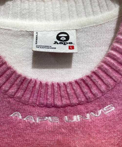 Aape BY A BATHING APE（エーエイプ バイ アベイシングエイプ）Aape BY A BATHING APE (エーエイプ バイ アベイシングエイプ) Moonface logo gradient knit jumper オレンジ×ピンク サイズ:Lの古着・服飾アイテム
