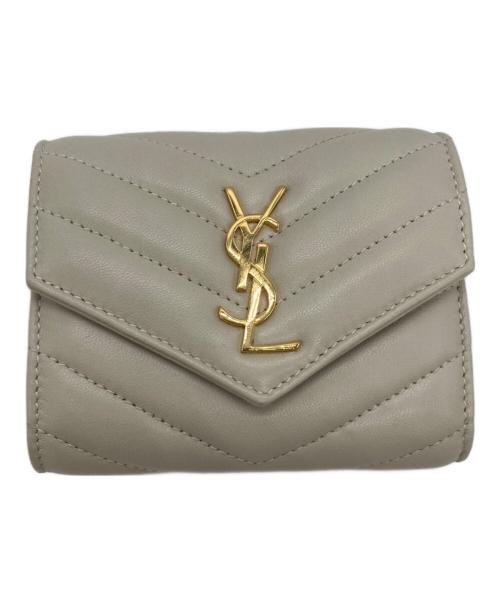 Saint Laurent Paris（サンローランパリ）Saint Laurent Paris (サンローランパリ) モノグラム マルチフォールドウォレット / カサンドラ ホワイト サイズ:OneSizeの古着・服飾アイテム